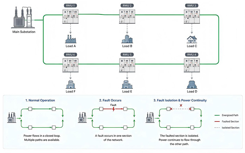 Ring Main Unit (RMU) in a Ring Distribution Network
